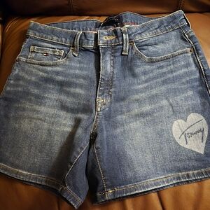 Tommy Hilfiger Blue Jean Shorts with Heart Patch